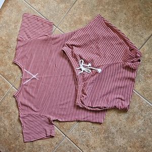 Rose striped 2 piece short set